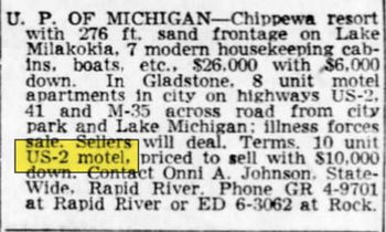 US-2 Motel - Jul 1959 Ad